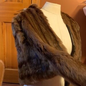 Beautiful vintage genuine formal fur stole, chocolate brown